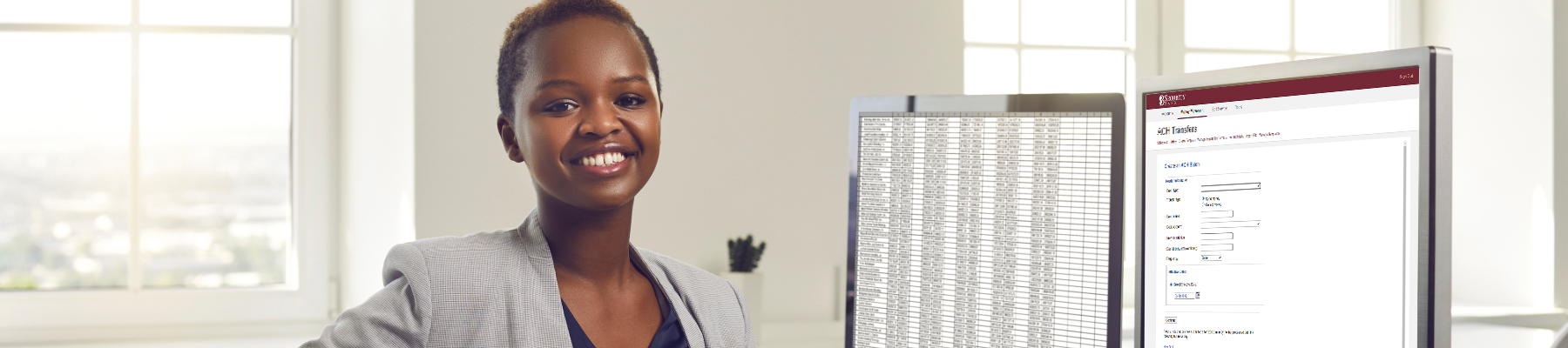 business woman at desk with computer